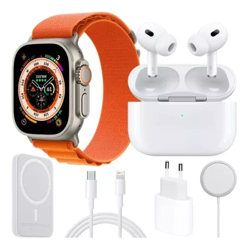 Combo Reloj Watch Ultra + Audifonos In Ear + Power Bank + accesorios